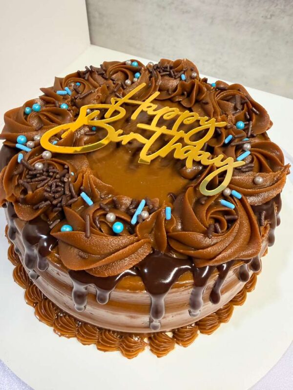 Chocolate Caramel Drip Birthday Cake