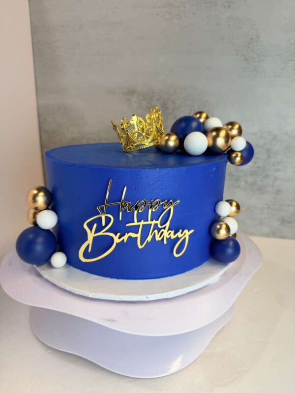 Royal Blue Crown Birthday Cake